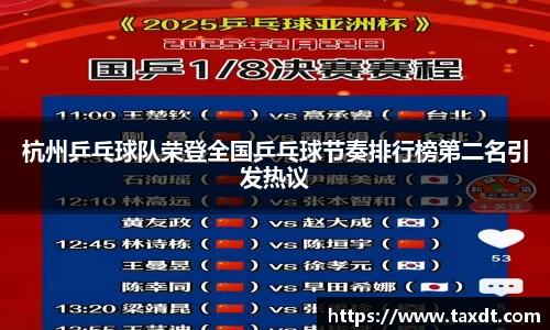 杭州乒乓球队荣登全国乒乓球节奏排行榜第二名引发热议